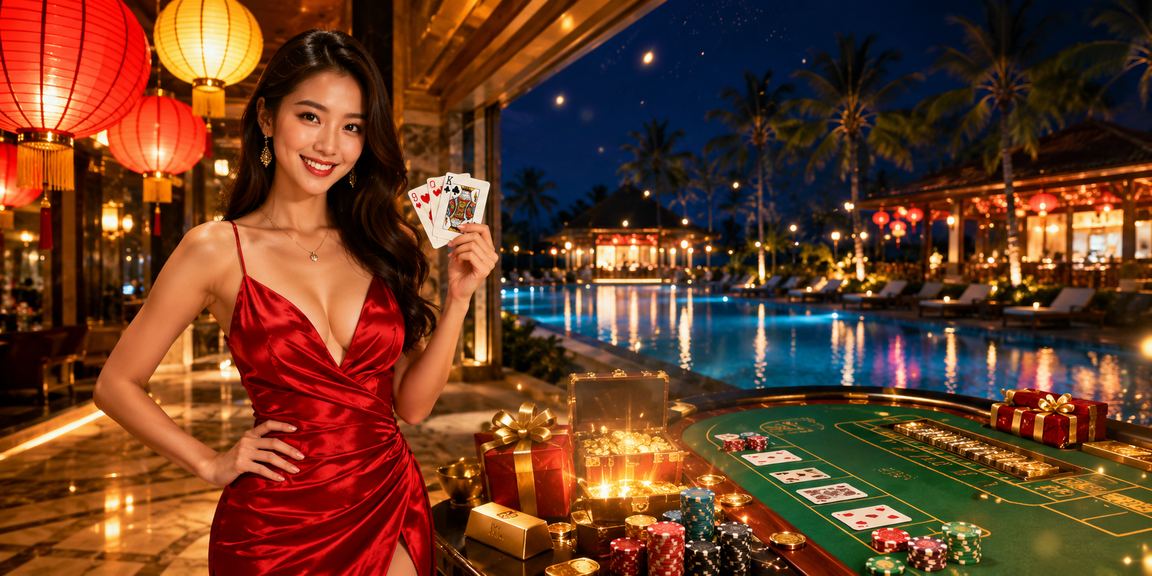 Người chơi Baccarat Live Casino trong không gian đèn lồng phong cách Hội An truyền thống